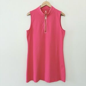 Spartina 449 Serena Half Zip Pique Dress Sleeveless Peony Pink Size XL